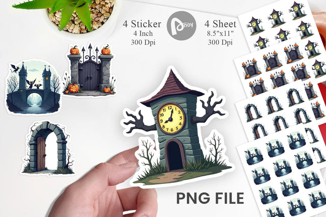 Sticker Gothic Halloween Gothic Architecture Sublimation artnoy 