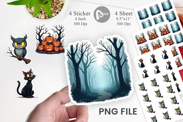 Sticker Gothic Halloween Haunted Forest Sublimation artnoy 