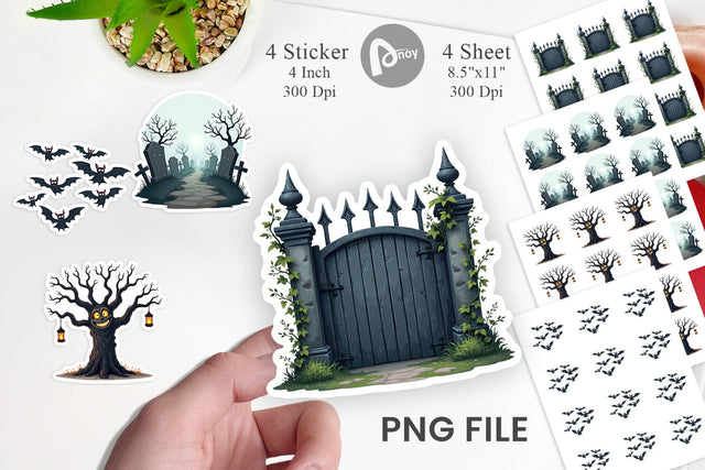 Sticker Gothic Halloween Haunted Forest Sublimation artnoy 