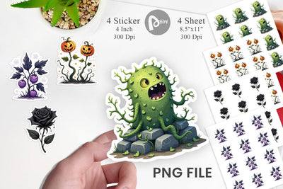 Sticker Gothic Halloween Plants and Herbs Sublimation artnoy 