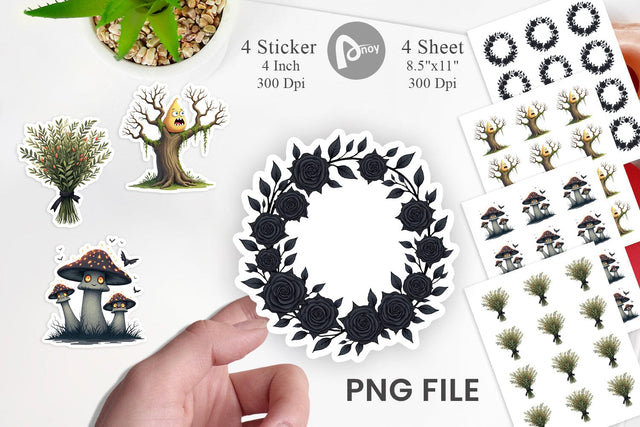Sticker Gothic Halloween Plants and Herbs Sublimation artnoy 