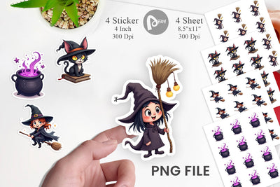 Sticker Gothic Halloween Witches Sublimation artnoy 