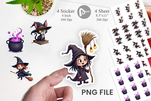 Sticker Gothic Halloween Witches Sublimation artnoy 