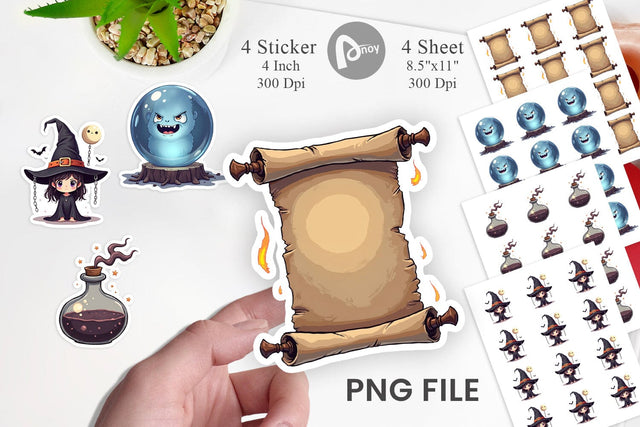 Sticker Gothic Halloween Witches Sublimation artnoy 