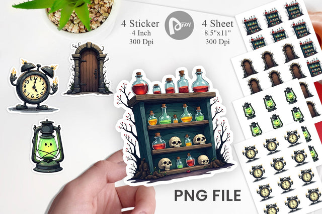 Sticker Gothic Haunted Objects Sublimation artnoy 