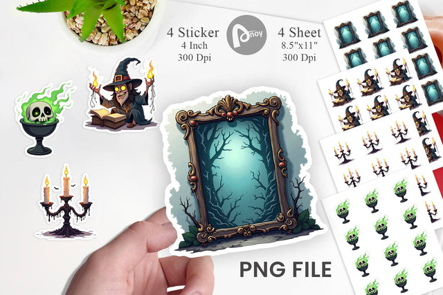 Sticker Gothic Haunted Objects Sublimation artnoy 