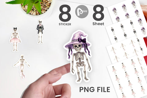 Sticker Graceful Coquette Skeleton Watercolor Sublimation artnoy 
