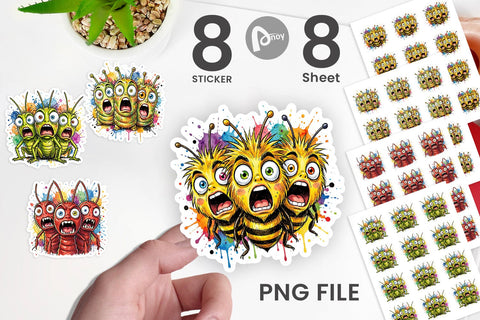 Sticker Gritty Comic Garden Insects Heatwave Sublimation artnoy 