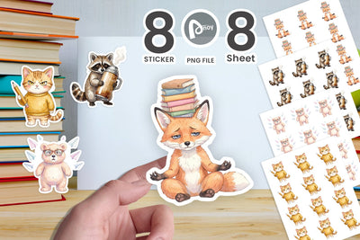 Sticker Groovy 70s Teacher Animal Watercolor Sublimation artnoy 
