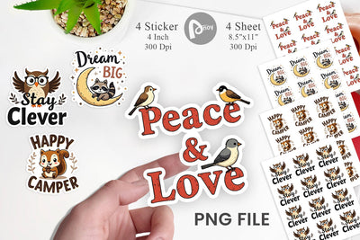 Sticker Groovy Friends Vintage Kawaii Animal Quote Sublimation artnoy 