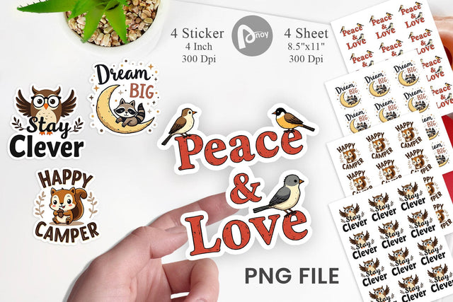 Sticker Groovy Friends Vintage Kawaii Animal Quote Sublimation artnoy 