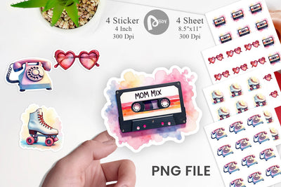 Sticker Groovy Retro Mom Sublimation artnoy 