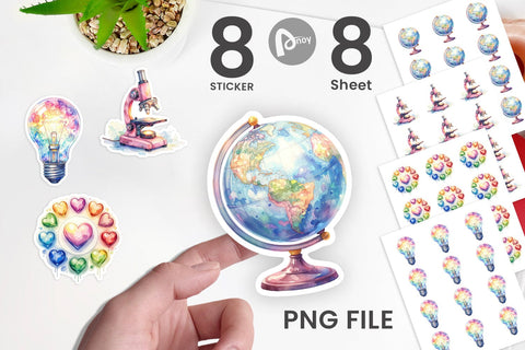 Sticker Groovy School Icons Sublimation artnoy 