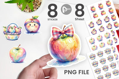 Sticker Groovy Teacher Apple Sublimation artnoy 