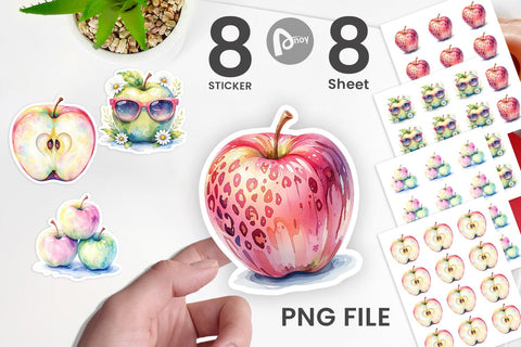 Sticker Groovy Teacher Apple Sublimation artnoy 