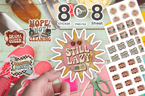 Sticker Groovy Unbothered Lazy Rebellion Quote Sublimation artnoy 