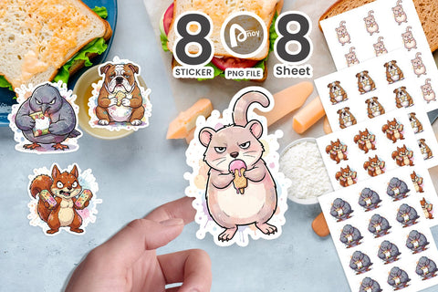 Sticker Grumpy Anti Diet Animal Watercolor Sublimation artnoy 