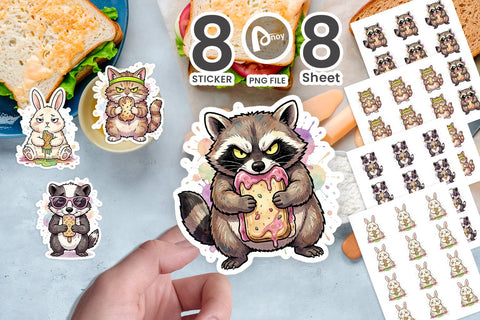 Sticker Grumpy Anti Diet Animal Watercolor Sublimation artnoy 