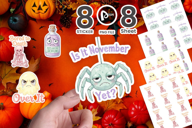 Sticker Grumpy Anti-Social Halloween Quote Sublimation artnoy 