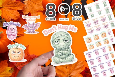 Sticker Grumpy Anti-Social Halloween Quote Sublimation artnoy 
