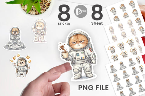 Sticker Grumpy Astronaut Pets Sublimation artnoy 