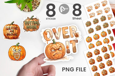 Sticker Grumpy Autumn Pumpkin Quote Sublimation artnoy 