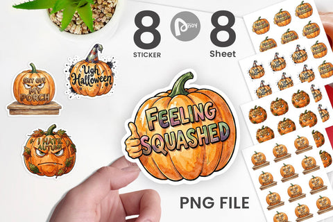 Sticker Grumpy Autumn Pumpkin Quote Sublimation artnoy 