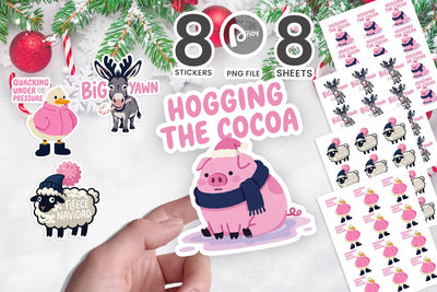 Sticker Grumpy Barnyard Christmas Animals SVG artnoy 