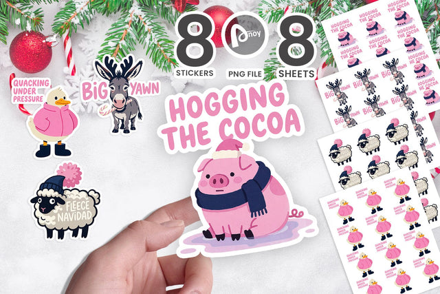 Sticker Grumpy Barnyard Christmas Animals SVG artnoy 
