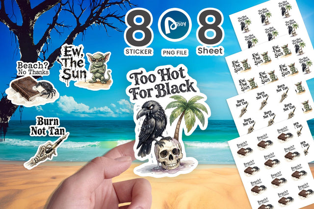 Sticker Grumpy Beach Goth Typography Sublimation artnoy 