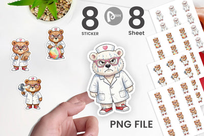 Sticker Grumpy Bear Nurse Attitude Sublimation artnoy 