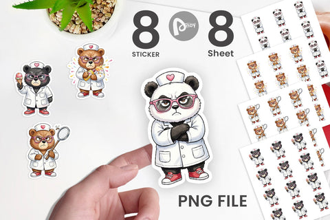 Sticker Grumpy Bear Nurse Attitude Sublimation artnoy 