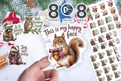 Sticker Grumpy Forest Christmas Burnout Watercolor SVG artnoy 