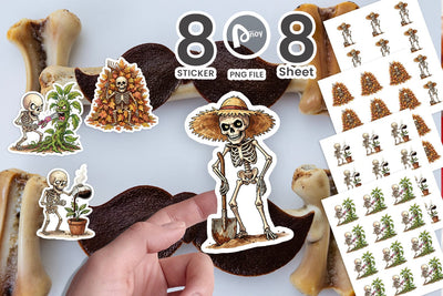 Sticker Grumpy Garden Dad Bone Watercolor Sublimation artnoy 