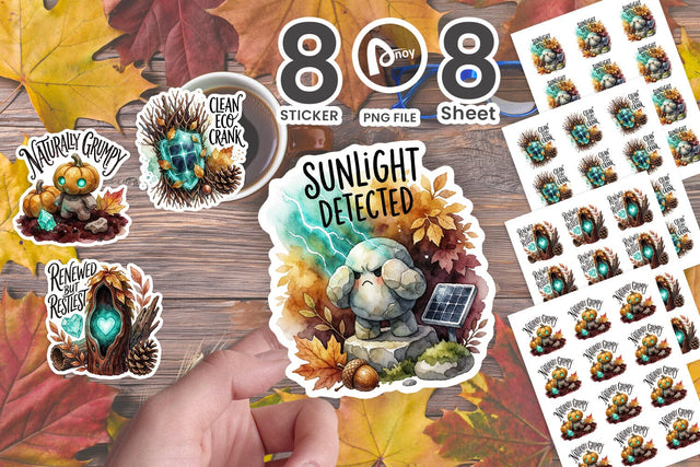 Sticker Grumpy Garden Golem Autumn Moods Quote Sublimation artnoy 