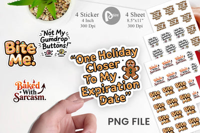 Sticker Grumpy Gingerbread Man Quotes Sublimation artnoy 