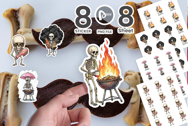 Sticker Grumpy Grill Dad Bone Watercolor Sublimation artnoy 