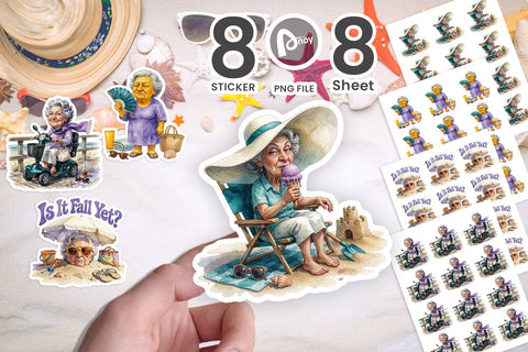 Sticker Grumpy Impatient Beach Grandma Sublimation artnoy 