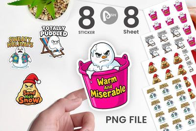 Sticker Grumpy Melting Snowman Sarcastic Quotes Sublimation artnoy 