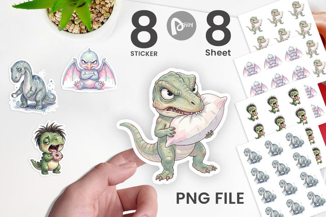 Sticker Grumpy Monday Dino Sublimation artnoy 