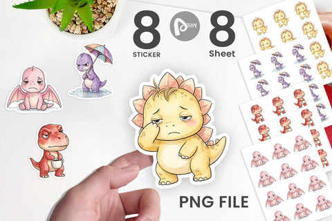 Sticker Grumpy Morning Dinosaur Coffee Sublimation artnoy 