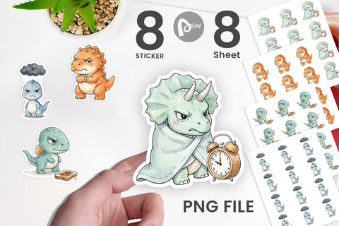 Sticker Grumpy Morning Dinosaur Coffee Sublimation artnoy 