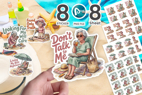 Sticker Grumpy Out-of-Patience Summer Nana Sublimation artnoy 