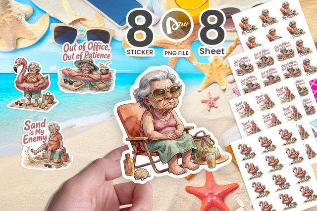 Sticker Grumpy Out-of-Patience Summer Nana Sublimation artnoy 