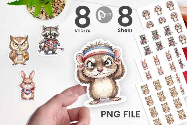 Sticker Grumpy Patriotic Pets Ink Sublimation artnoy 