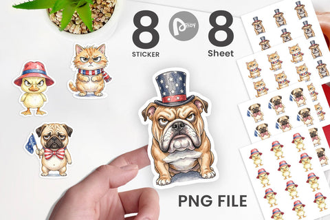 Sticker Grumpy Patriotic Pets Ink Sublimation artnoy 