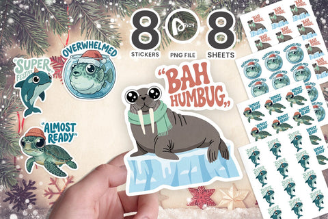 Sticker Grumpy Retro Arctic Marine Christmas SVG artnoy 