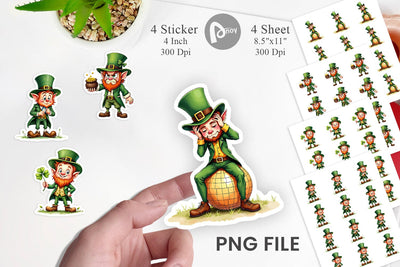 Sticker Grumpy Retro Leprechaun Sublimation artnoy 