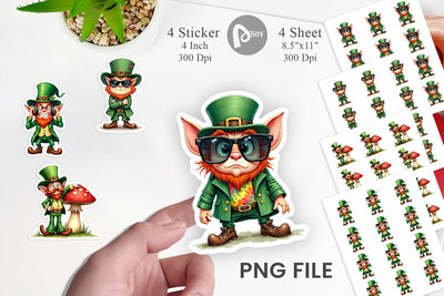 Sticker Grumpy Retro Leprechaun Sublimation artnoy 