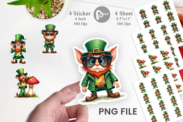Sticker Grumpy Retro Leprechaun Sublimation artnoy 
